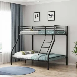 Kinderbedden-Emob Exclusive Stapelbed Trixie 90x200 & 140x200 - metaal - mat zwart