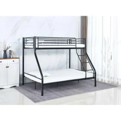 Kinderbedden-Emob Exclusive Stapelbed Trixie 90x200 & 140x200 - metaal - mat zwart