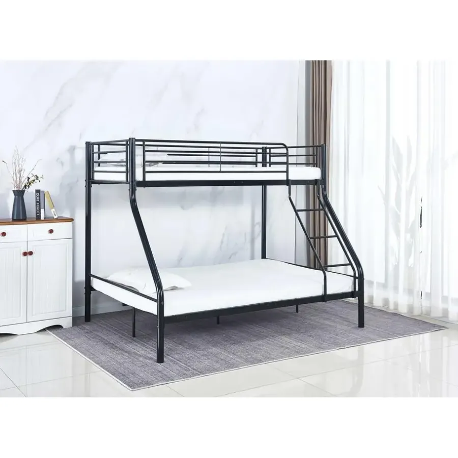 Kinderbedden-Emob Exclusive Stapelbed Trixie 90x200 & 140x200 - metaal - mat zwart