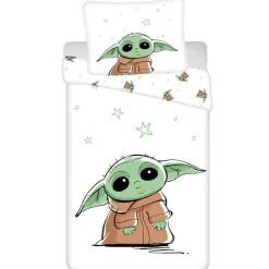 Kinderdekbedovertrekken-Star Wars Dekbedovertrek Baby Yoda - Eenpersoons - 140 x 200 cm - Katoen