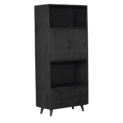 Boekenkasten|Boekenkasten-StarFurn - Boekenkast Omaha Black - 90 cm - zwart