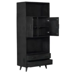 Boekenkasten|Boekenkasten-StarFurn - Boekenkast Omaha Black - 90 cm - zwart