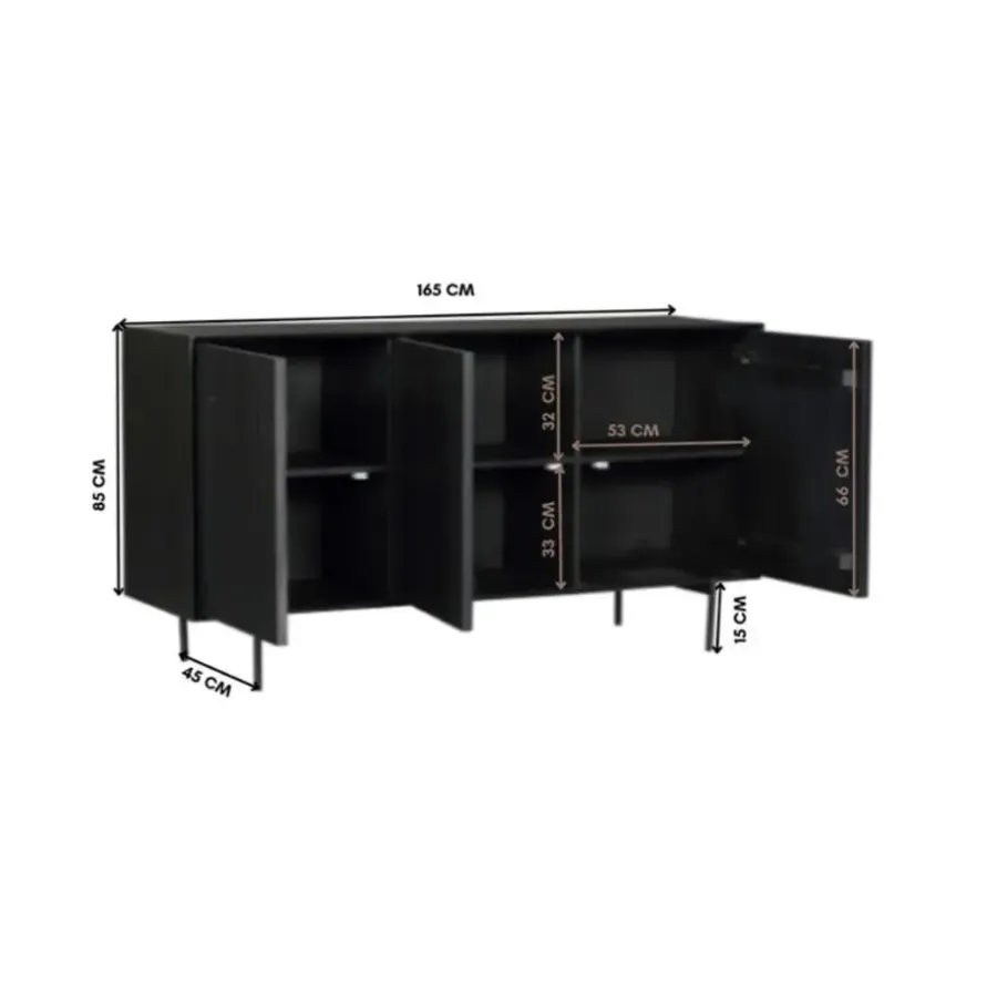 Dressoirs-StarFurn - Dressoir Madison 165 cm - zwart