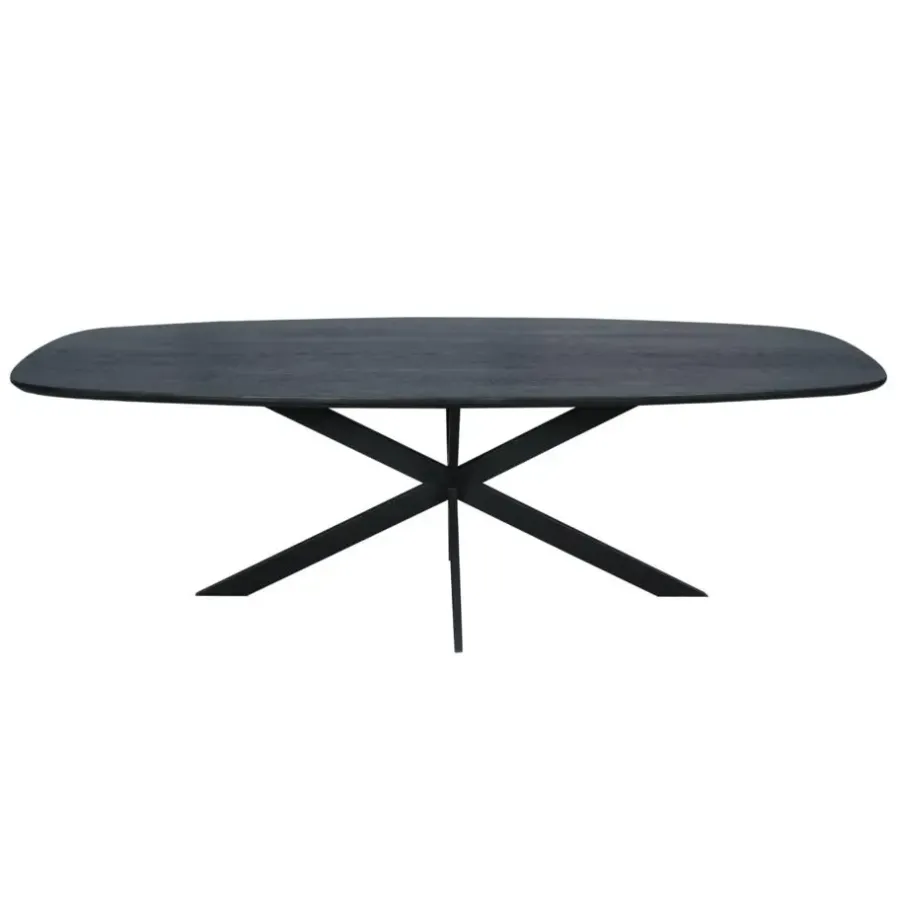 Houten Eettafels|Ovale Eettafels-Starfurn - Eettafel Ferris - Zwart - 110x240x76 cm