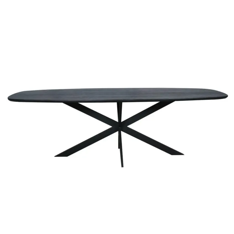 Houten Eettafels|Ovale Eettafels-Starfurn - Eettafel Ferris - Zwart - 110x240x76 cm