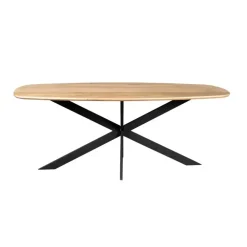 Houten Eettafels|Ovale Eettafels-Starfurn - Eettafel Ferris - Bruin - 100x200x76 cm
