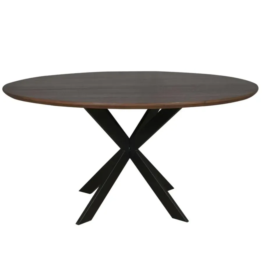 Houten Eettafels|Ronde Eettafels-Starfurn - Eettafel Ferris - Bruin - 150x150x76 cm