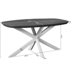 Ovale Eettafels-Starfurn - Eettafel Madison - Zwart - 90x160x76 cm