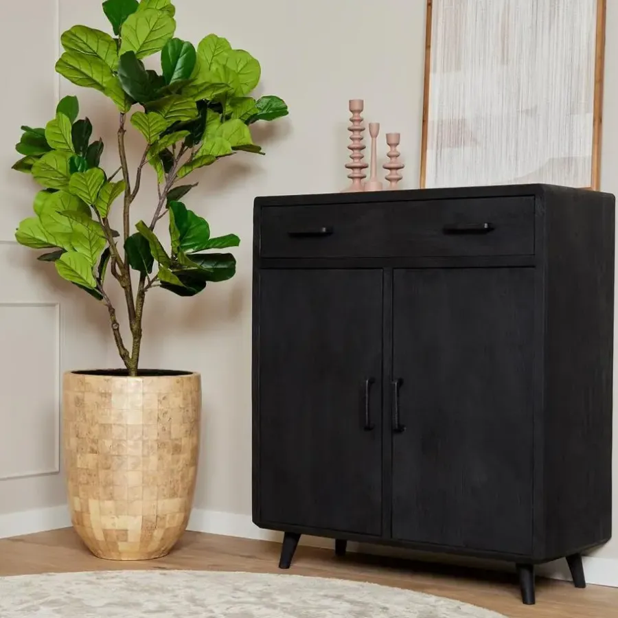 Wandkasten-StarFurn - Kabinet kast Omaha - 100 cm - zwart