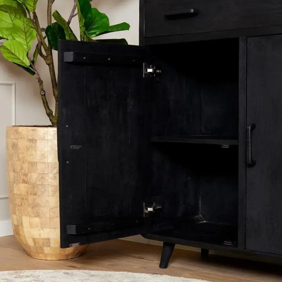 Wandkasten-StarFurn - Kabinet kast Omaha - 100 cm - zwart