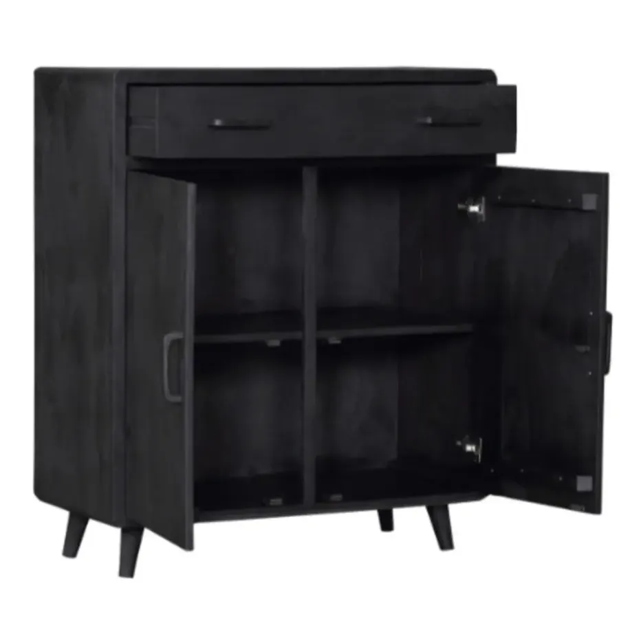 Wandkasten-StarFurn - Kabinet kast Omaha - 100 cm - zwart