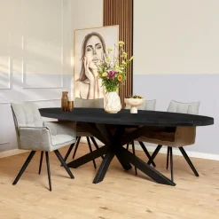 Ovale Eettafels-StarFurn - Ovale eettafel Denver - 210 cm - zwart