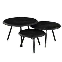 StarFurn - Salontafel Ohio Ø70 cm set van 3 - zwart