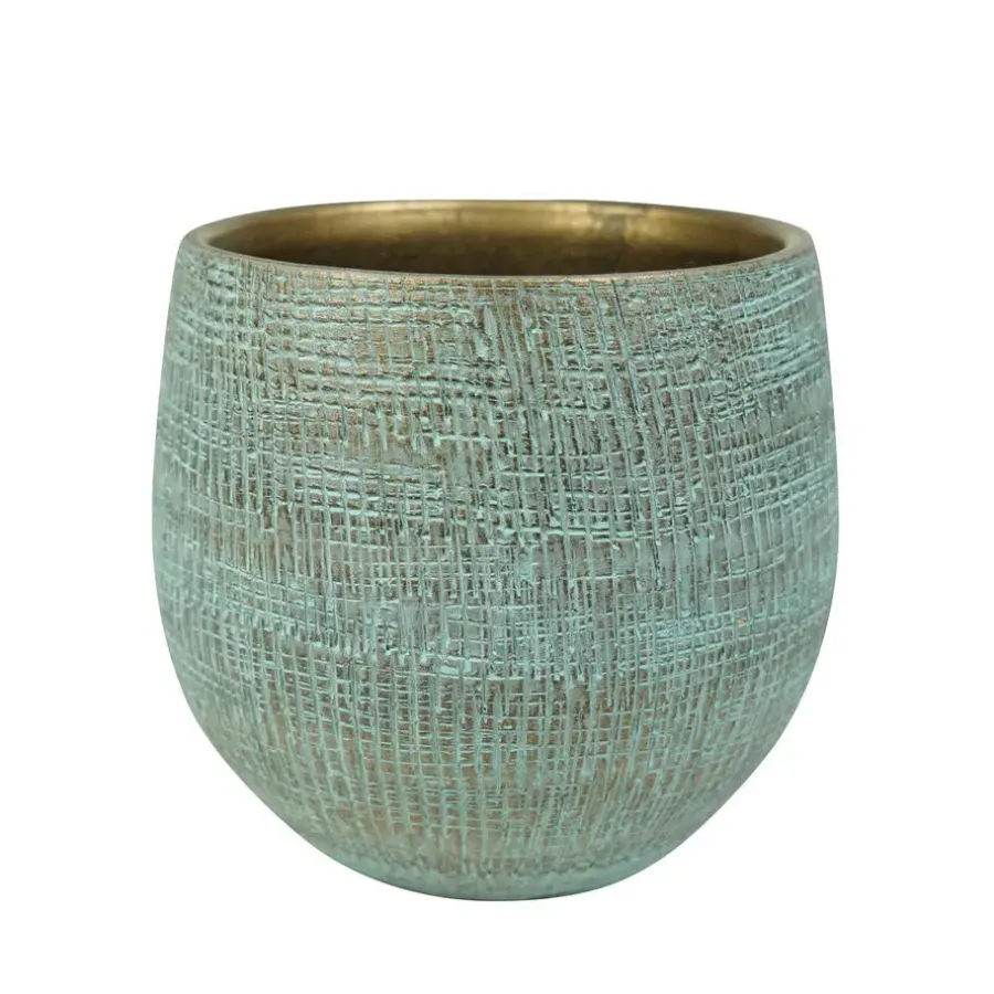 Ter Steege Steege Plantenpot - moderne look - blauw - 22 x 20 cm