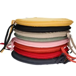 Stof Textile Home stoelkussens - antraciet - D40 x H3 cm