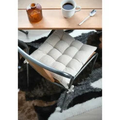 Tuinstoelkussens-Stof Textile stoelkussen - creme beige - 38 x 38 x 5 cm