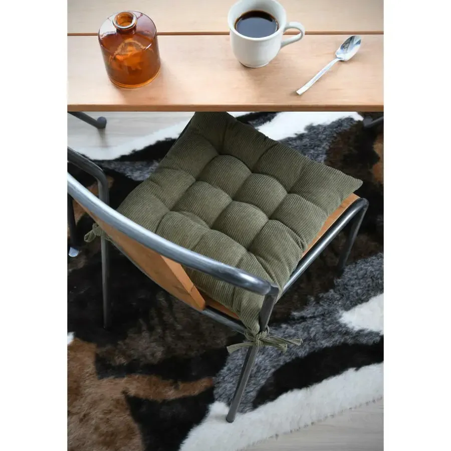 Tuinstoelkussens-Stof Textile stoelkussen - olijfgroen - 38 x 38 x 5 cm