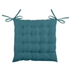 Stof Textile stoelkussen - petrol blauw - 40 x 40 x 4 cm