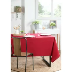 Stof Textiles Tafelkleed - 145 x 240 cm - diep rood - Tafellaken