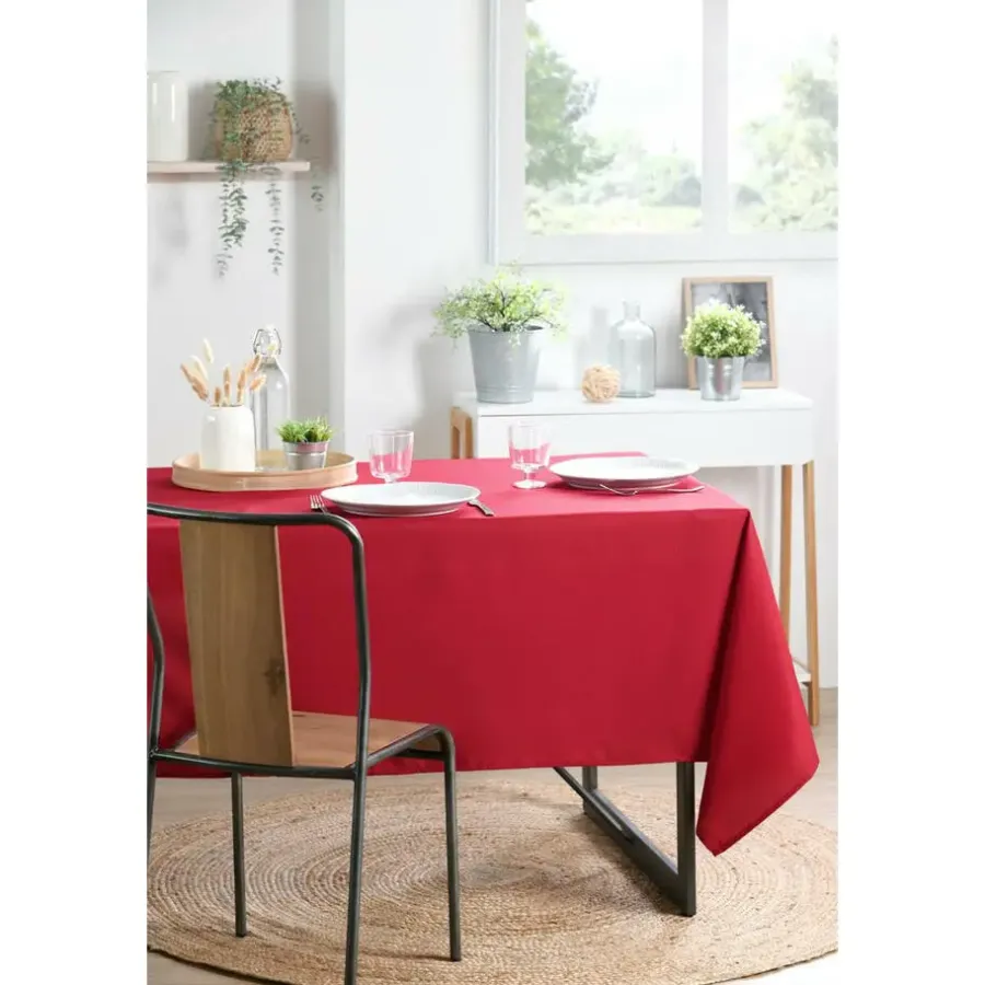 Stof Textiles Tafelkleed - 145 x 240 cm - diep rood - Tafellaken