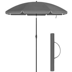 ACAZA Stokparasol - Strandparasol - Ø 200 cm - Kantelbaar - met Draagtas - Grijs