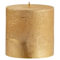 Kaarsen-Leen Bakker Stompkaars rustiek - goudkleur - 10xØ10 cm