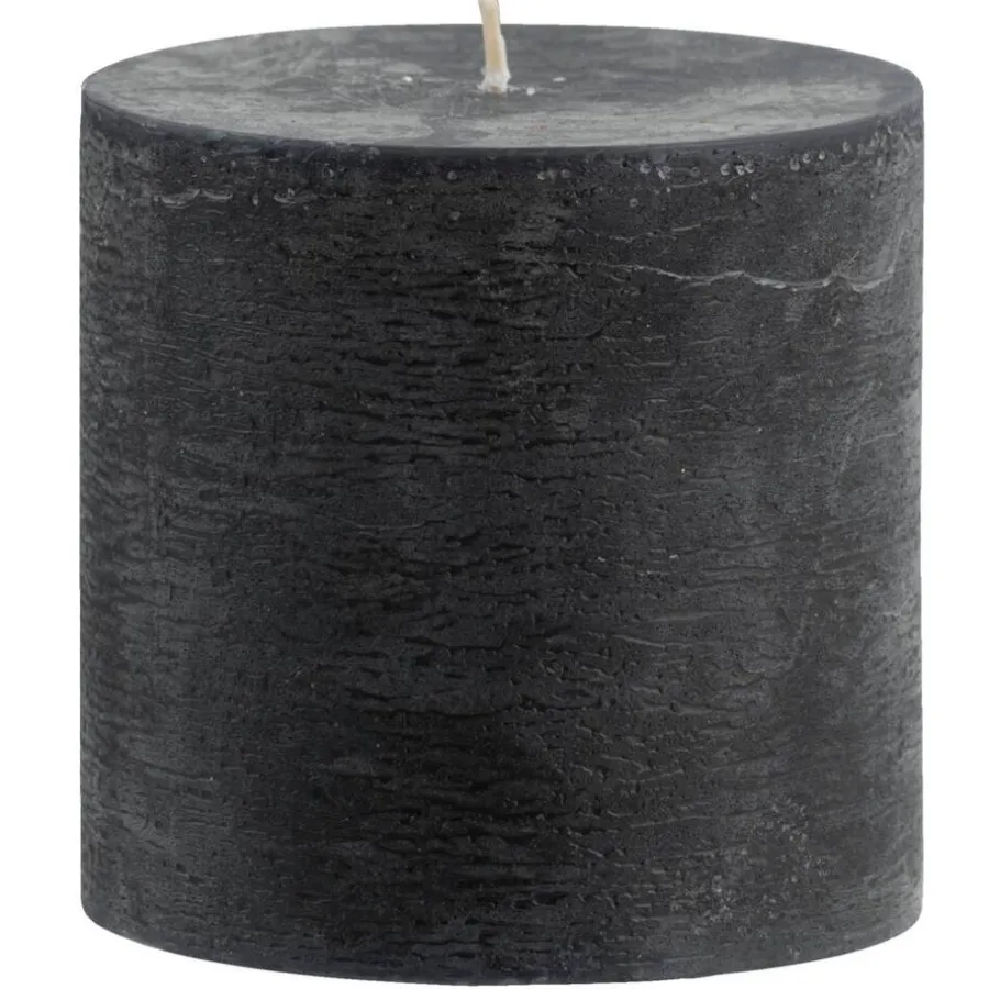 Kaarsen-Leen Bakker Stompkaars rustiek - zwart - 10xØ10 cm