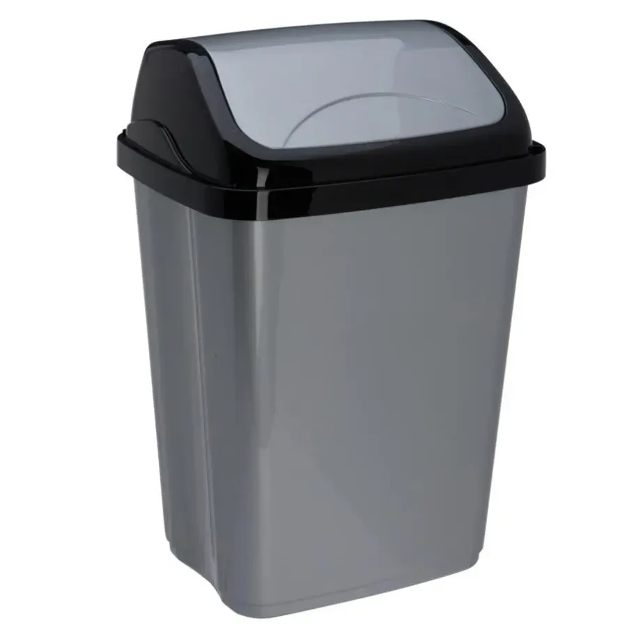 Storage Solutions Afvalemmer - 16L - grijs/zwart - klep deksel