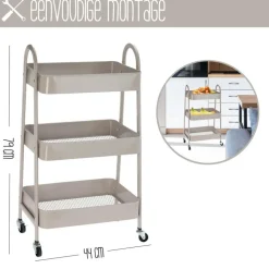 Trolleys-Storage Solutions Keukentrolley - beige - metaal - 79x44x32 cm