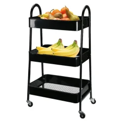 Trolleys-Storage Solutions Keukentrolley - zwart - metaal - 79x44x32 cm