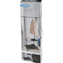 Kledingopbergers|Kledingrekken-Storage Solutions Kledingrek met planken - metaal - op wielen - zwart - 85 x 45