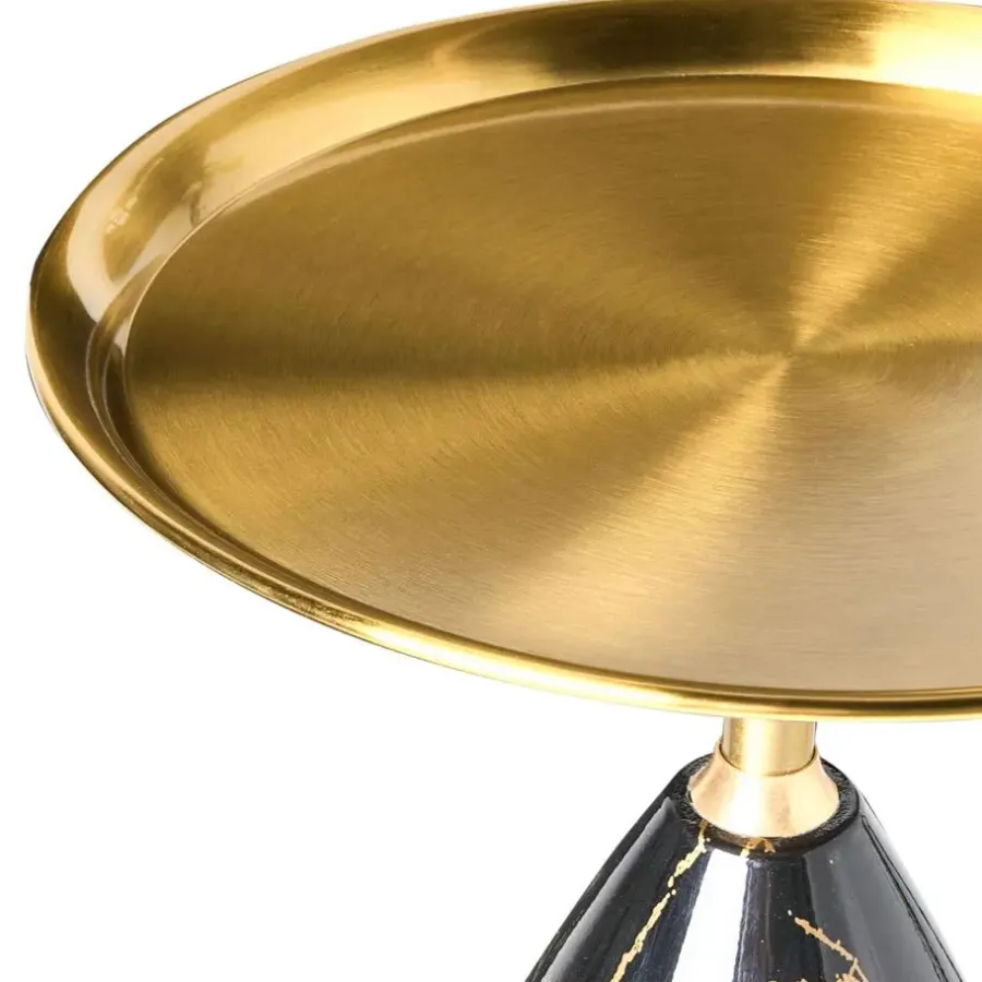 Bijzettafels-Leen Bakker STORM - Bijzettafel - Zwart/Goud - Metaal
