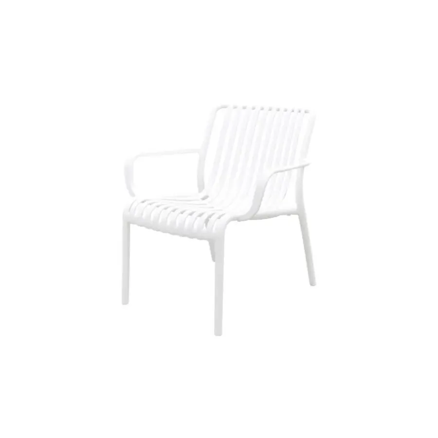Tuinstoelen-Van der Garde Tuinmeubelen - Premium Stripe Loungestoel - Wit