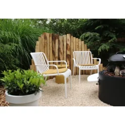 Tuinstoelen-Van der Garde Tuinmeubelen - Premium Stripe Loungestoel - Wit