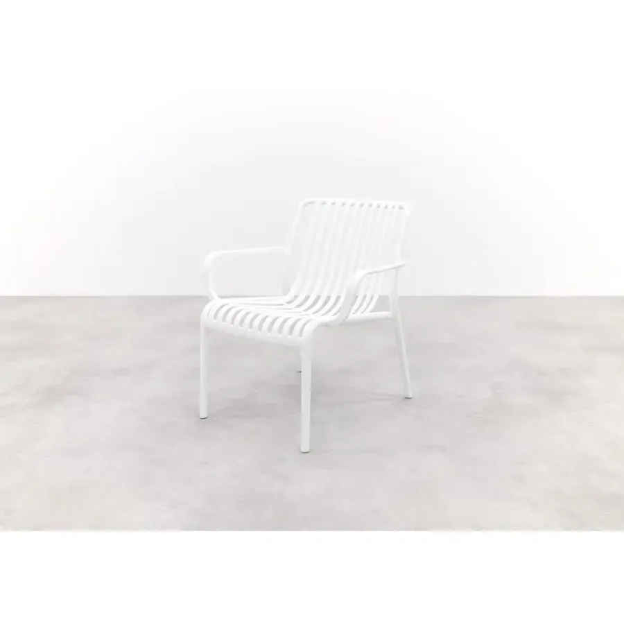 Tuinstoelen-Van der Garde Tuinmeubelen - Premium Stripe Loungestoel - Wit