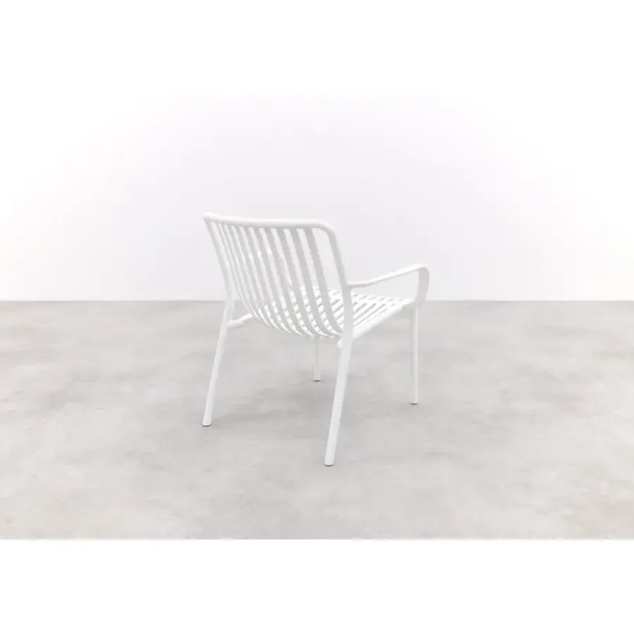 Tuinstoelen-Van der Garde Tuinmeubelen - Premium Stripe Loungestoel - Wit
