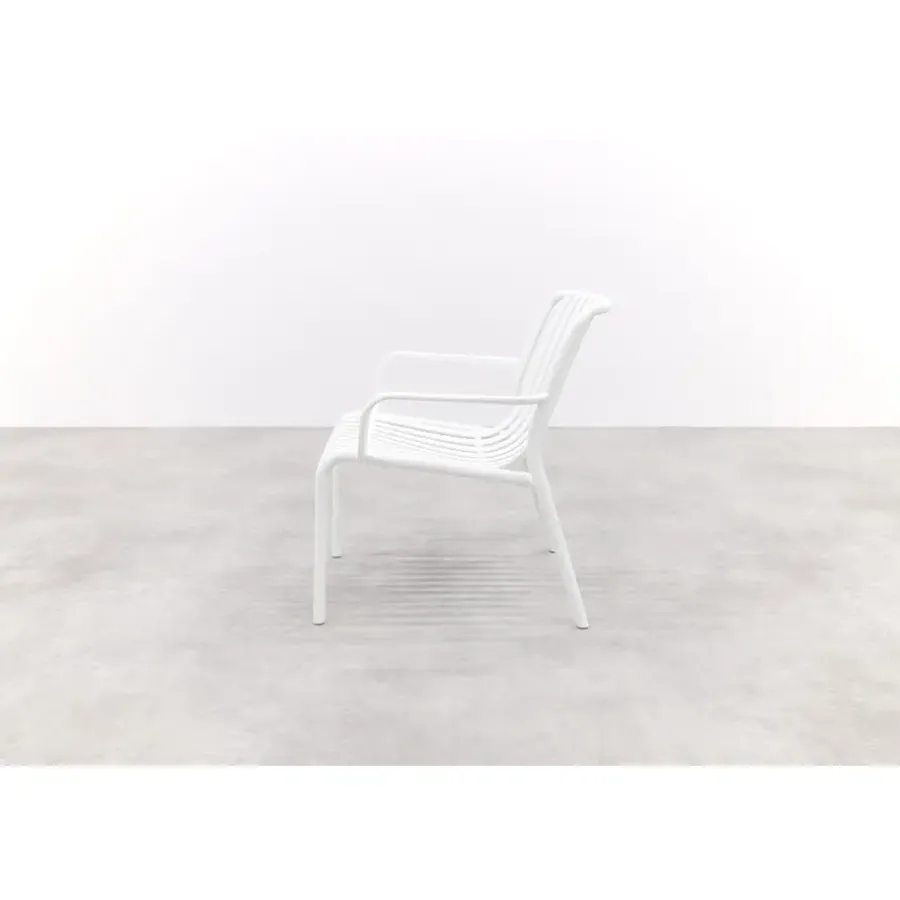 Tuinstoelen-Van der Garde Tuinmeubelen - Premium Stripe Loungestoel - Wit