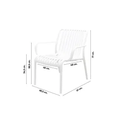Tuinstoelen-Van der Garde Tuinmeubelen - Premium Stripe Loungestoel - Wit