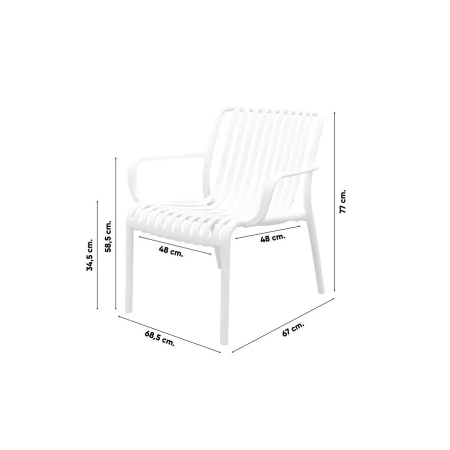 Tuinstoelen-Van der Garde Tuinmeubelen - Premium Stripe Loungestoel - Wit