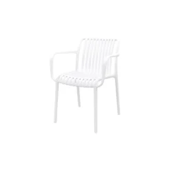 Van der Garde Tuinmeubelen - Premium Stripe stapelbare tuinstoel - Wit