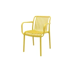 Van der Garde Tuinmeubelen - Premium Stripe stapelbare tuinstoel - Mosterdgeel