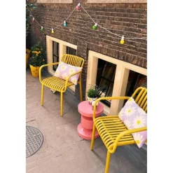 Van der Garde Tuinmeubelen - Premium Stripe stapelbare tuinstoel - Mosterdgeel
