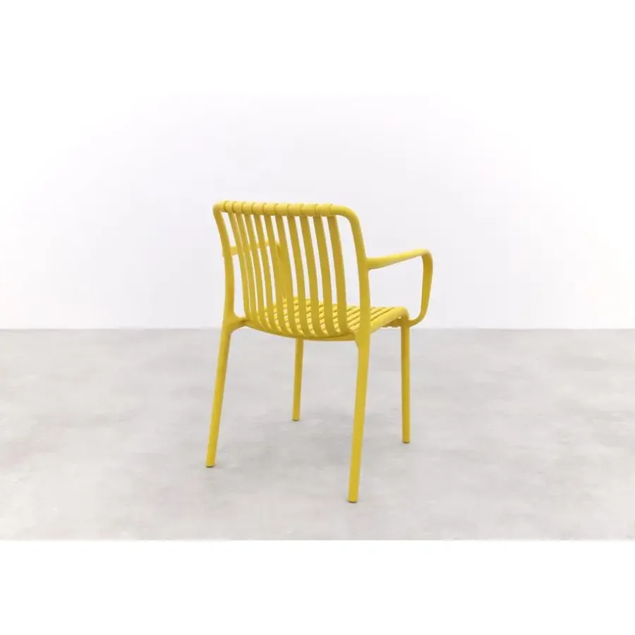 Van der Garde Tuinmeubelen - Premium Stripe stapelbare tuinstoel - Mosterdgeel