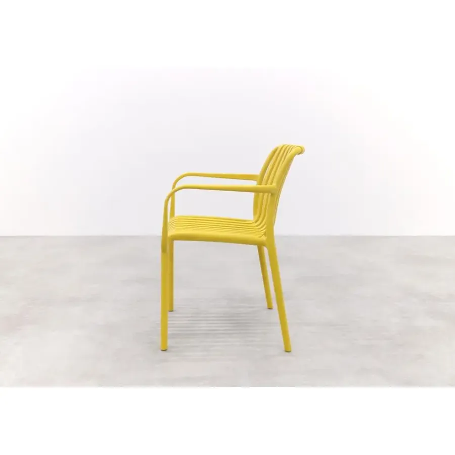 Van der Garde Tuinmeubelen - Premium Stripe stapelbare tuinstoel - Mosterdgeel