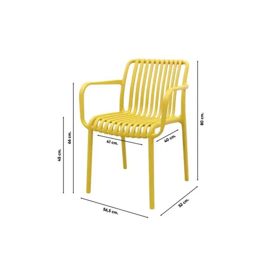 Van der Garde Tuinmeubelen - Premium Stripe stapelbare tuinstoel - Mosterdgeel
