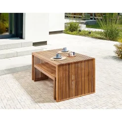 Beliani SULZANO - Tuintafel - Lichthout - Acaciahout