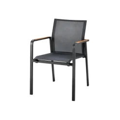 Tuinstoelen-Hello Suns Suns Tutti stapelbare tuinstoel - Antraciet met teak armleuning
