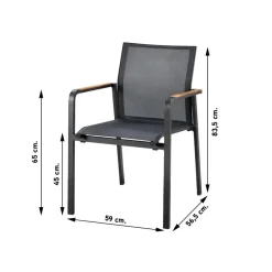 Tuinstoelen-Hello Suns Suns Tutti stapelbare tuinstoel - Antraciet met teak armleuning