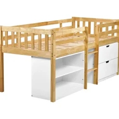 Beliani SUSVILLE - Kinderbed - Lichtbruin - 90 x 200 cm - Rubberhout