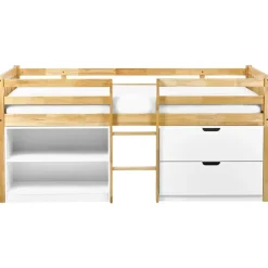 Beliani SUSVILLE - Kinderbed - Lichtbruin - 90 x 200 cm - Rubberhout